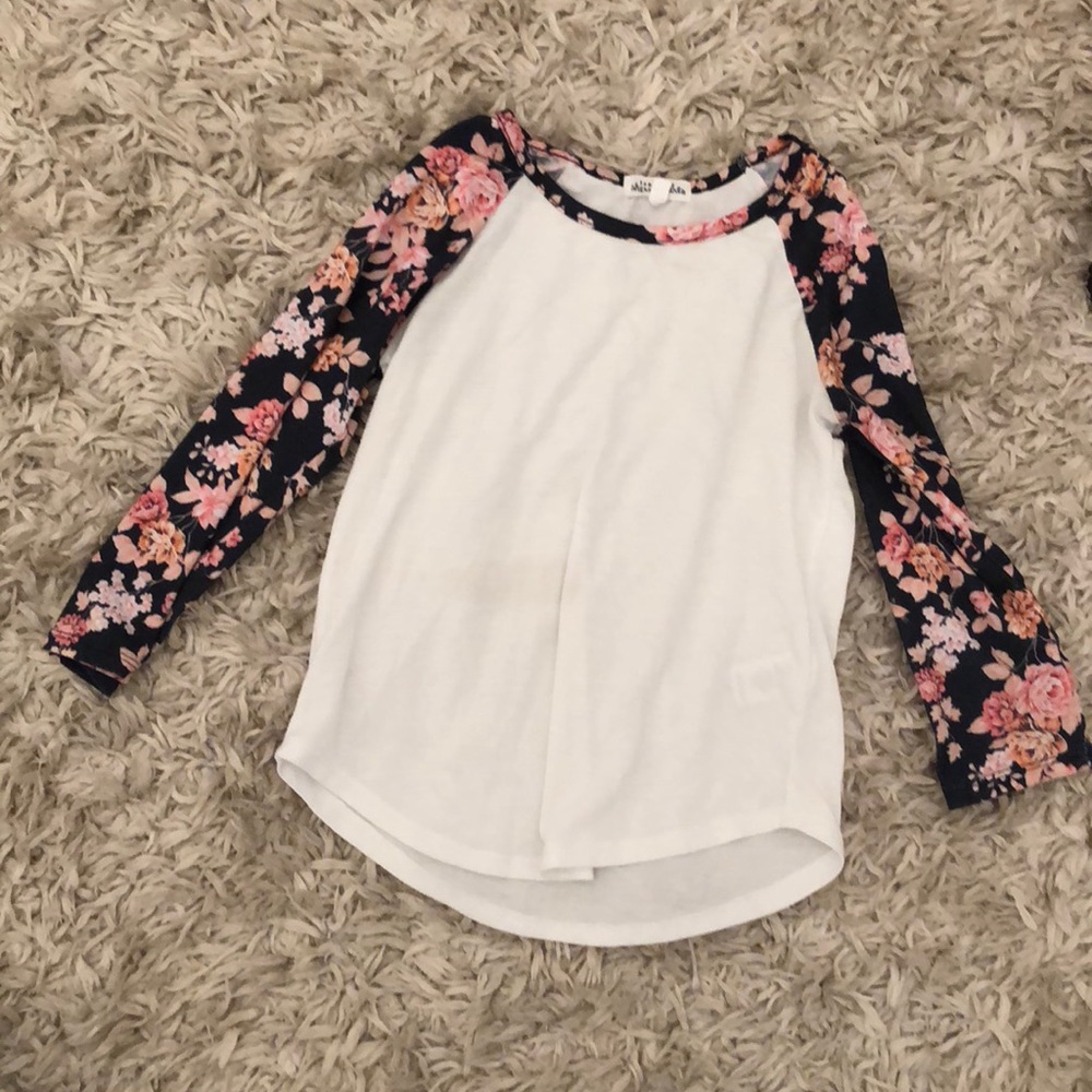 Big girls floral baseball tee